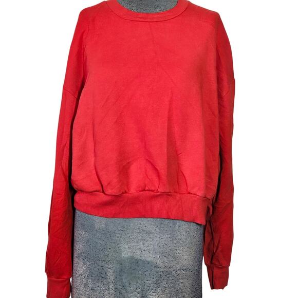 Red Cotton Blend Crop Sweatshirt Size XXL - Picture 1 of 4
